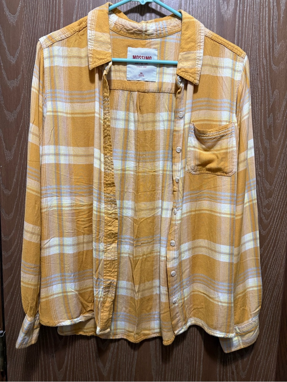 Mossimo Supply Co Yellow Plaid Flannel Button Down Shirt Women's XXL